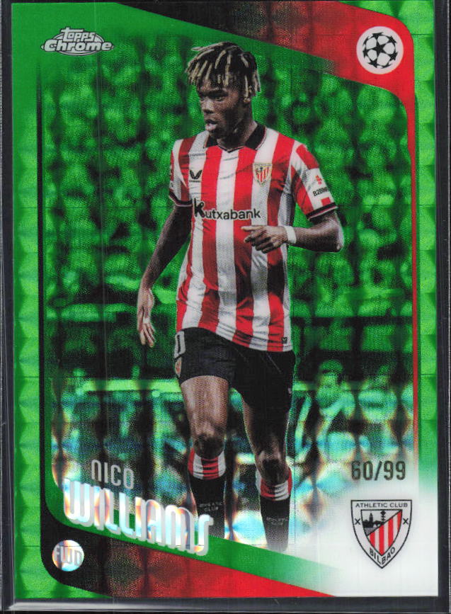 Nico Williams – 2025-26 Topps Chrome UEFA Club Competitions #38 Green Geometric Refractor 60/99 – framsida
