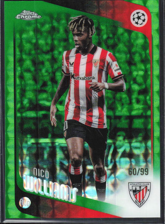 Nico Williams – 2025-26 Topps Chrome UEFA Club Competitions #38 Green Geometric Refractor 60/99 – framsida