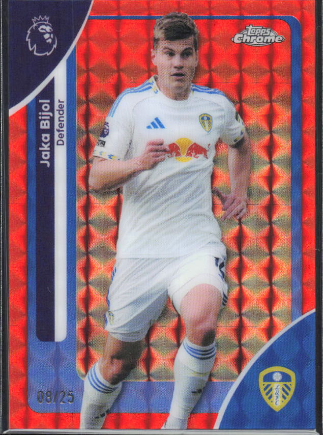 Jaka Bijol – 2025-26 Topps Chrome Premier League #102 Orange Geometric Refractor 08/25 – framsida