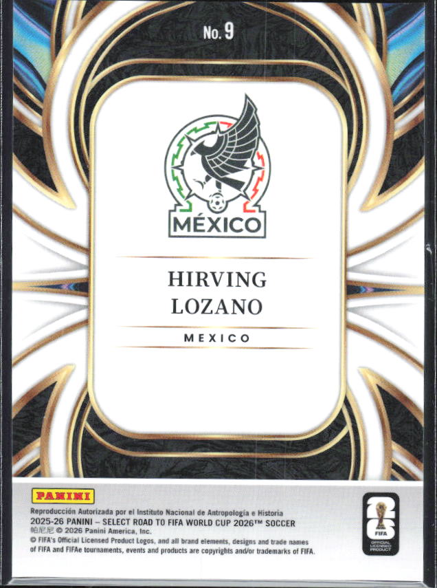 Hirving Lozano – 2025-26 Panini Select Road to FIFA World Cup #9 Equalizers – baksida