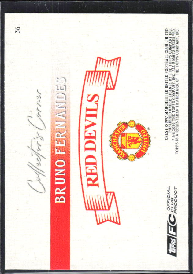 Bruno Fernandes – 2025-26 Topps Manchester United Team Set #36 Collector’s Corner – baksida