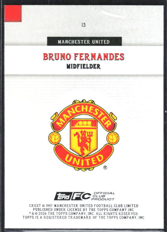 Bruno Fernandes – 2025-26 Topps Manchester United Team Set #13 – baksida