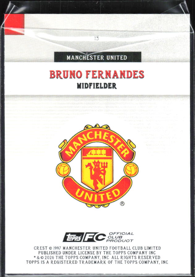 Bruno Fernandes – 2025-26 Topps Manchester United Team Set #13 – baksida
