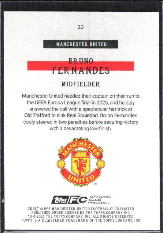 Bruno Fernandes – 2025-26 Topps Manchester United Team Set #23 Bona Fide Baller – baksida