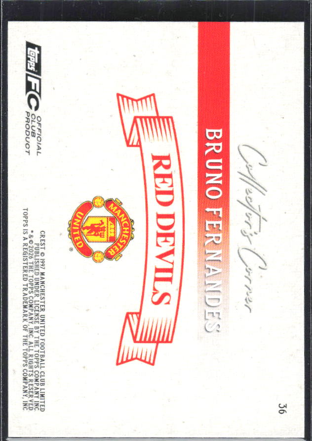 Bruno Fernandes – 2025-26 Topps Manchester United Team Set #36 Collector’s Corner – baksida