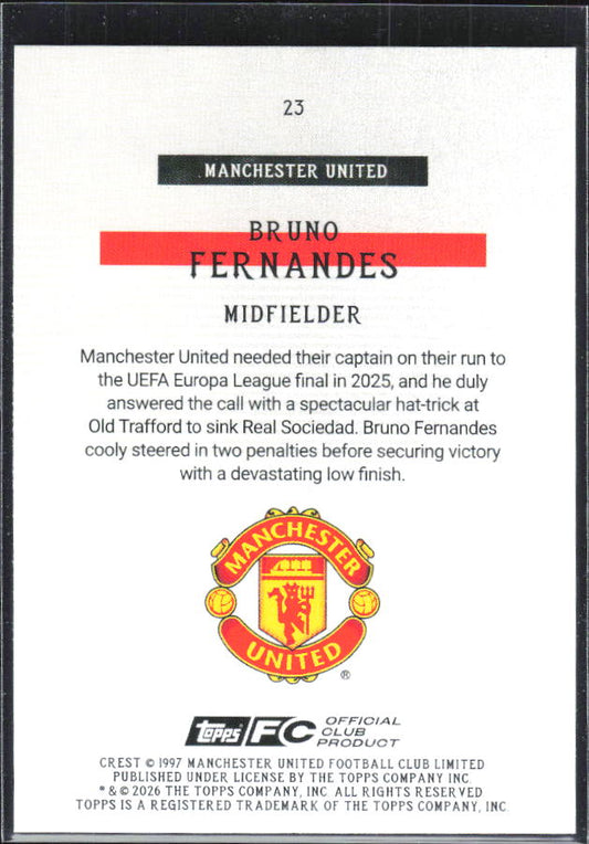Bruno Fernandes – 2025-26 Topps Manchester United Team Set #23 Bona Fide Baller – baksida