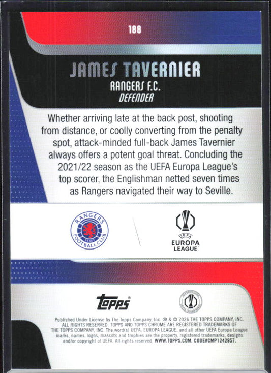 James Tavernier – 2025-26 Topps Chrome UEFA Club Competitions #188 – baksida