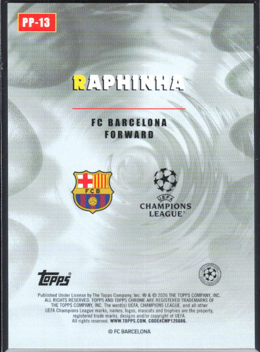 Raphinha – 2025-26 Topps Chrome UEFA Club Competitions #PP-13 Power Players – baksida