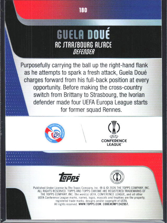 Guéla Doué – 2025-26 Topps Chrome UEFA Club Competitions #180 – baksida