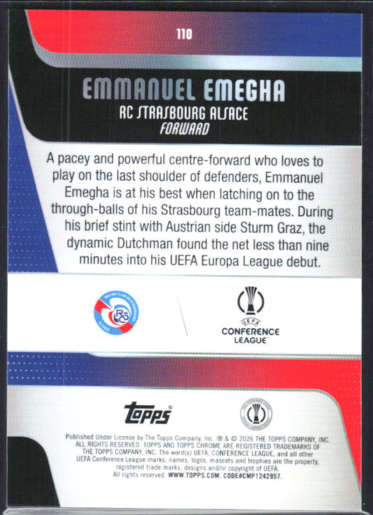 Emanuel Emegha – 2025-26 Topps Chrome UEFA Club Competitions #110 – baksida