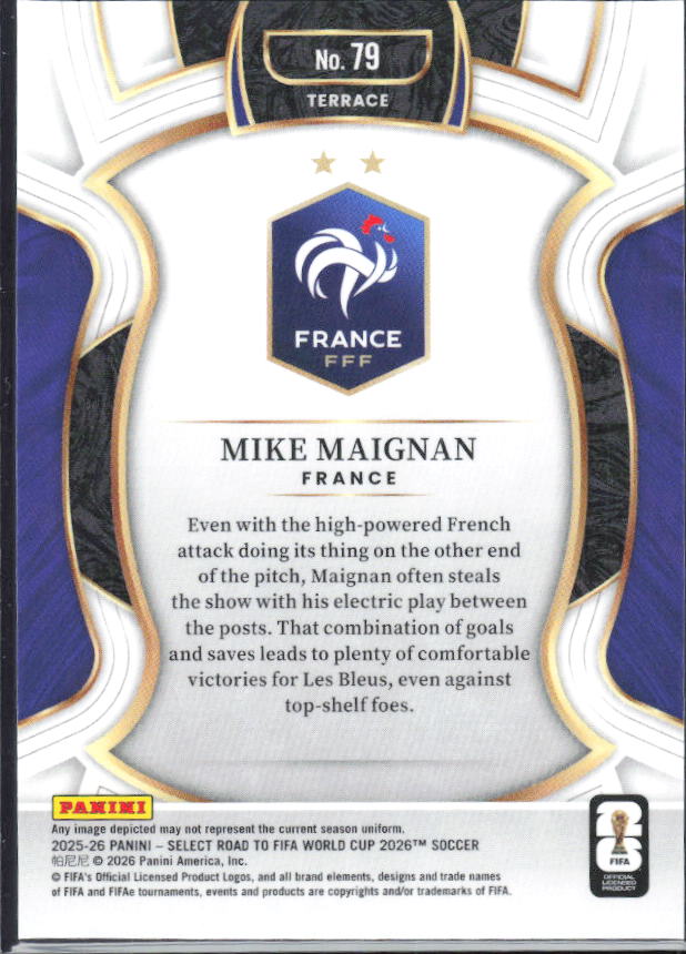 Mike Maignan – 2025-26 Panini Select Road to FIFA World Cup #79 Terrace – baksida