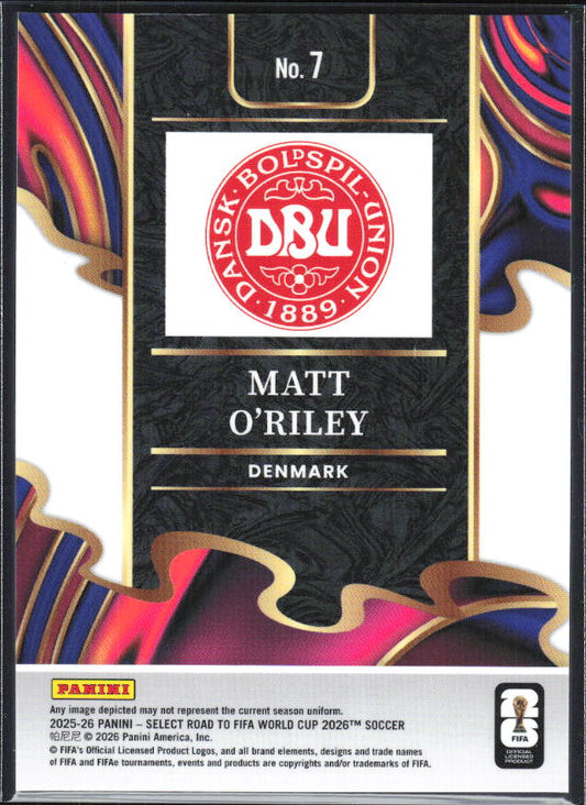 Matt O’Riley – 2025-26 Panini Select Road to FIFA World Cup #7 Unstoppable – baksida