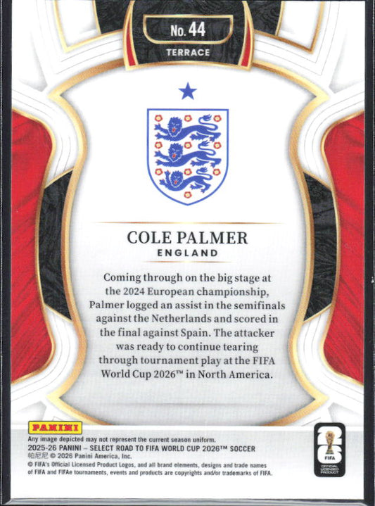 Cole Palmer – 2025-26 Panini Select Road to FIFA World Cup #44 Terrace – baksida
