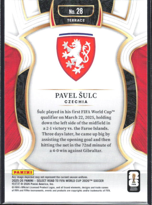 Pavel Šulc – 2025-26 Panini Select Road to FIFA World Cup #28 Terrace RC – baksida