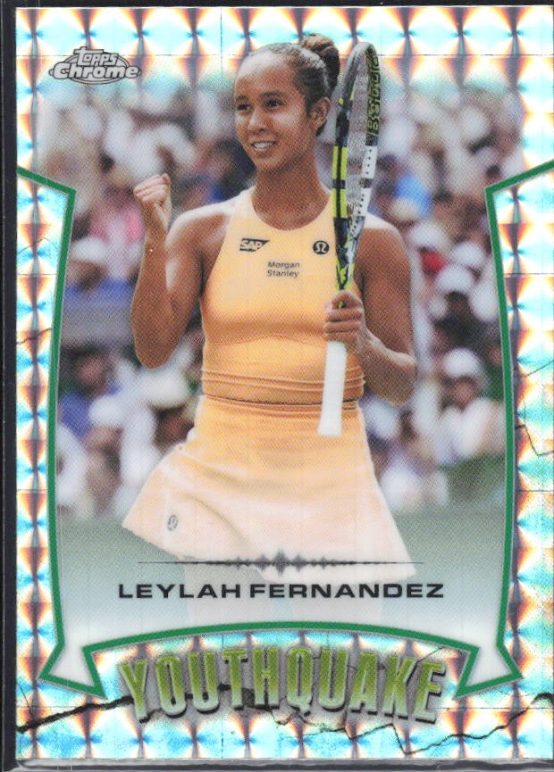 2026 Topps Chrome Tennis Leylah Fernandez Youthquake Geometric Refractor #YQ-LF – framsida
