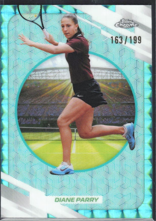 2026 Topps Chrome Tennis Diane Parry Aqua Geometric Refractor 163/199 #194 – framsida