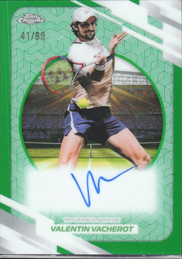 2026 Topps Chrome Tennis Valentin Vacherot Auto Green Refractor 41/99 #AT-VVT – framsida