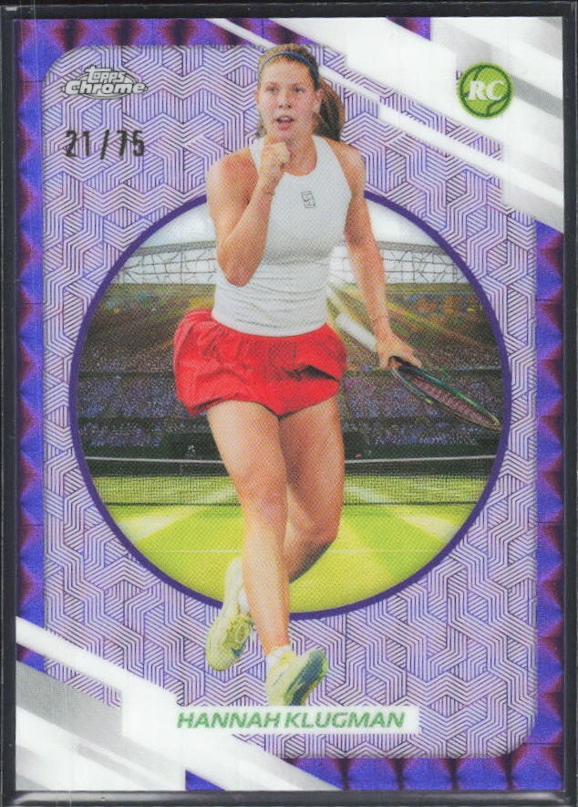 2026 Topps Chrome Tennis Hannah Klugman RC Purple Geometric Refractor 21/75 #32 – framsida