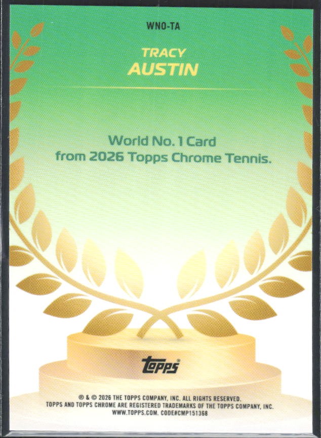 2026 Topps Chrome Tennis Tracy Austin World No. 1 Gold Geometric Refractor 20/50 #WNO-TA – baksida