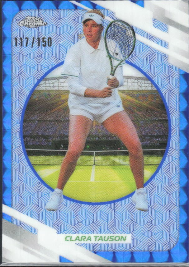 2026 Topps Chrome Tennis Clara Tauson Blue Geometric Refractor 111/150 #109 – framsida