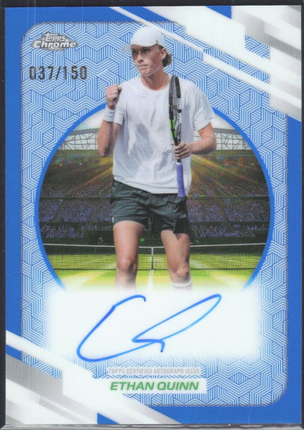 2026 Topps Chrome Tennis Ethan Quinn Auto Blue Refractor 037/150 #AT-EQN – framsida