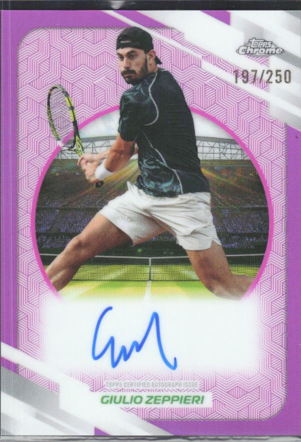 2026 Topps Chrome Tennis Giulio Zeppieri Auto Pink Refractor 191/250 #AT-GZI – framsida