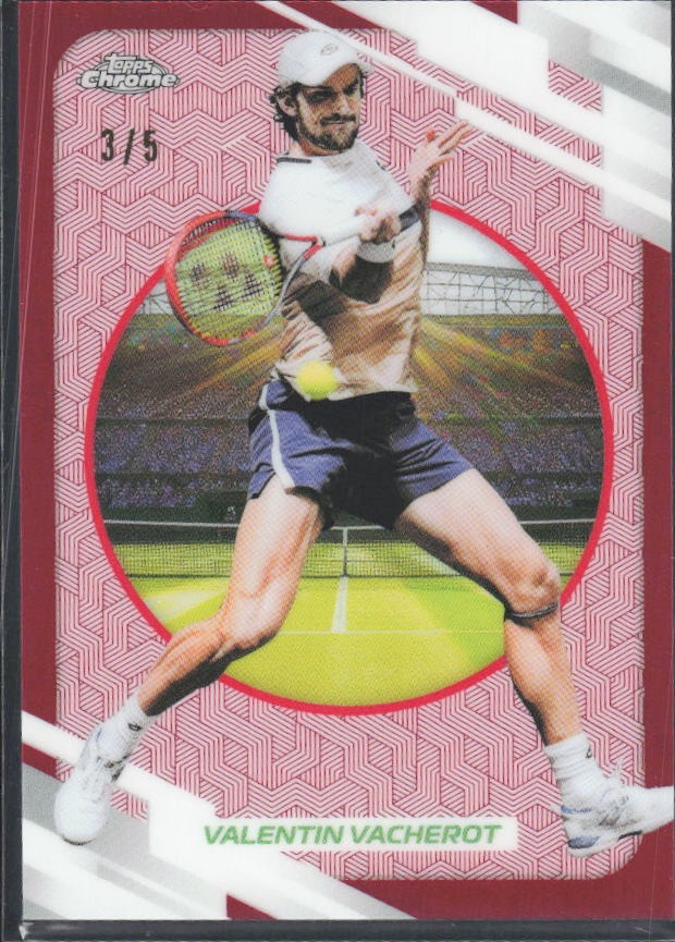 2026 Topps Chrome Tennis Valentin Vacherot Red Refractor 3/5 #91 – framsida