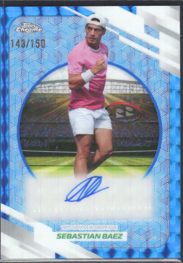 2026 Topps Chrome Tennis Sebastian Baez Auto Blue Geometric Refractor 143/150 #AT-SBZ – framsida