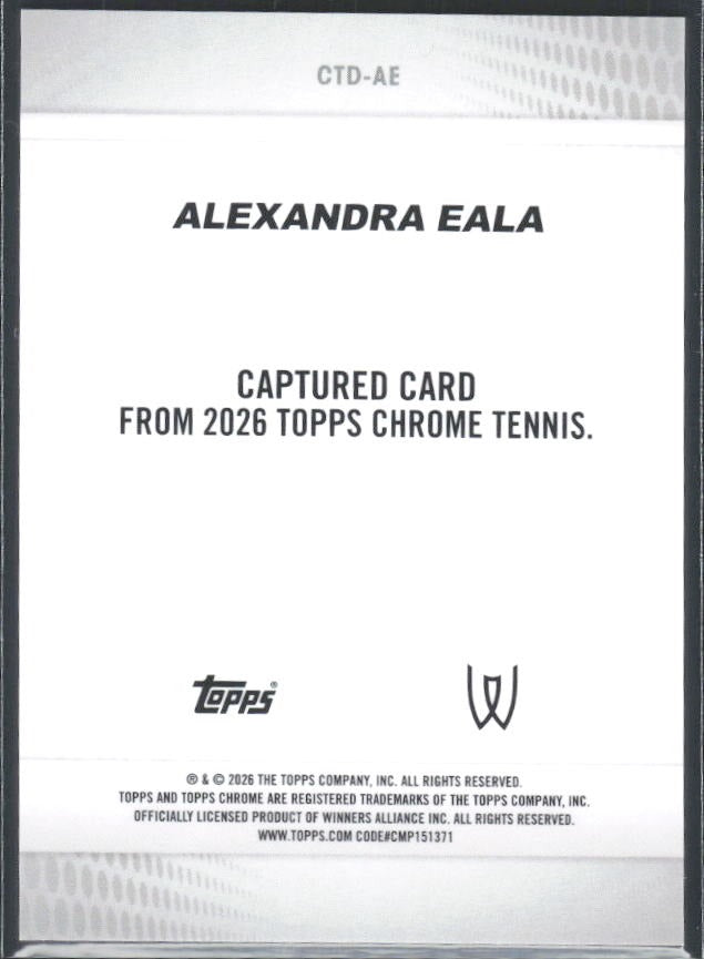 2026 Topps Chrome Tennis Alexandra Eala Captured Gold Geometric Refractor 40/50 #CTD-AE – baksida