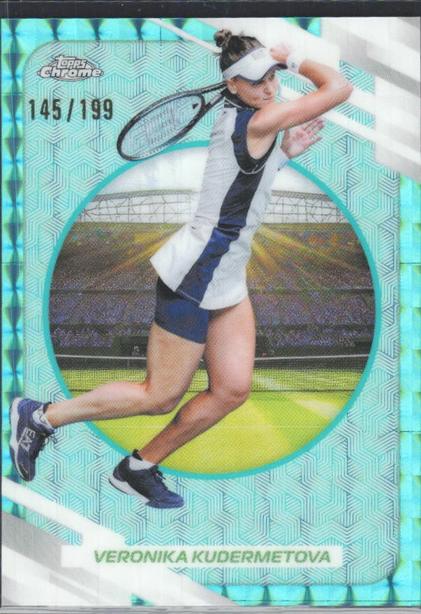 2026 Topps Chrome Tennis Veronika Kudermetova Aqua Geometric Refractor 145/199 #184 – framsida