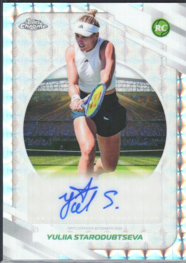 2026 Topps Chrome Tennis Yuliia Starodubtseva RC Auto Geometric Refractor #AT-ASA – framsida
